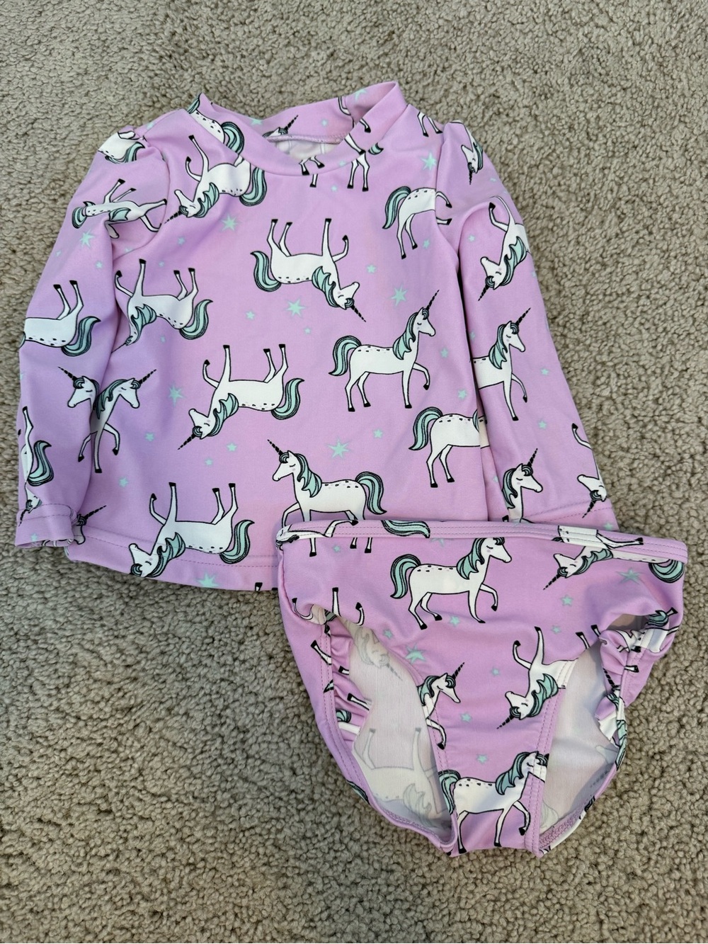 Carter's Lavender Unicorn Long Sleeve Swim Set 9m